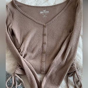 Hollister brown button down with ties